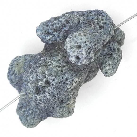 Коралл синий, бусина фриформ 44х23