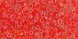 Бисер TOHO Treasure [185] Inside-Color Luster Crystal/Poppy Lined