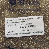Бисер [68506] прозрачный с бронзовой линией радужный 10/0